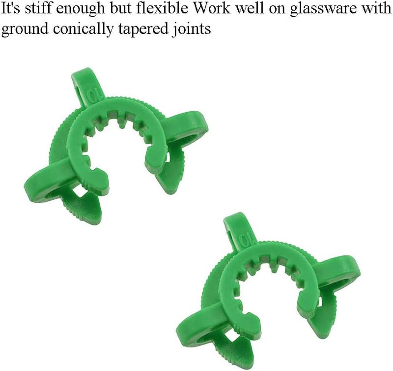 BINZZO Lab Joint Keck Clamp Clips Green Plastic 10mm Sturdy Tight Hold Easy Put on off Snug No Scrape for Joints 10/18 and 10/30 Glassware Collector Pipe Standard Taper Interface 6PC, Green-10mm 6Pcs - Image 3